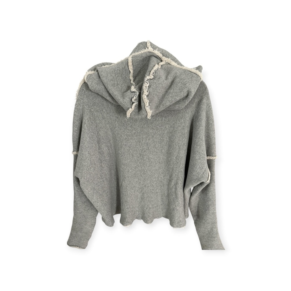 Free People Movement raw edge grey terry sweatshirt with oversized hood size XS - Picture 4 of 8